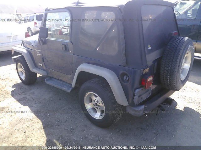 1J4FA49S11P330008 - 2001 JEEP WRANGLER / TJ SPORT BLUE photo 3