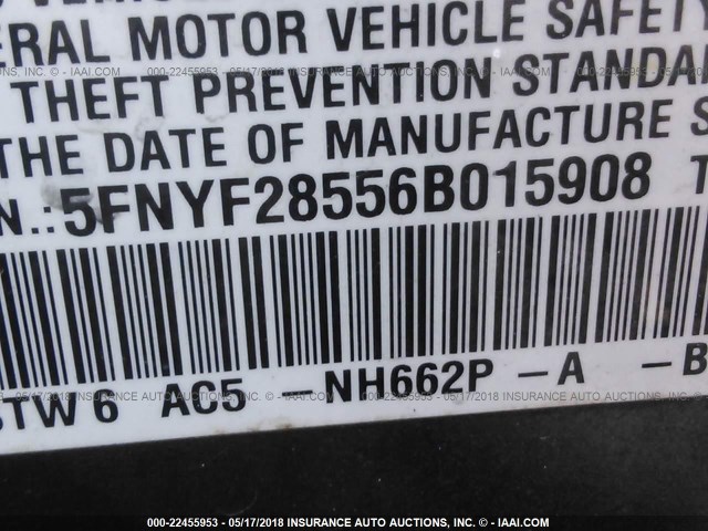 5FNYF28556B015908 - 2006 HONDA PILOT EX GRAY photo 9