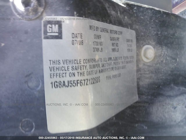 1G8AJ55F67Z122826 - 2007 SATURN ION LEVEL 2 RED photo 9