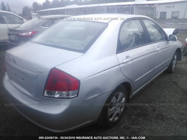 KNAFE222595664345 - 2009 KIA SPECTRA EX/LX/SX SILVER photo 4