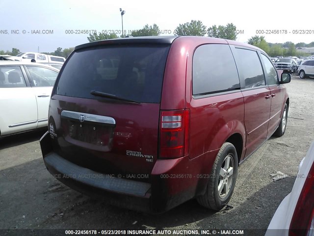 1D8HN44E29B520012 - 2009 DODGE GRAND CARAVAN SE RED photo 4