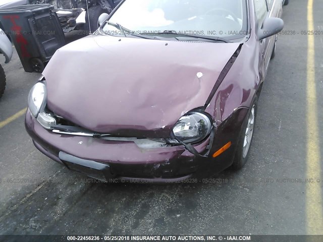 1B3ES46C61D176412 - 2001 DODGE NEON SE/ES MAROON photo 6