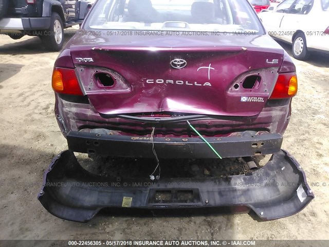 2T1BR18EXWC017634 - 1998 TOYOTA COROLLA VE/CE/LE MAROON photo 6