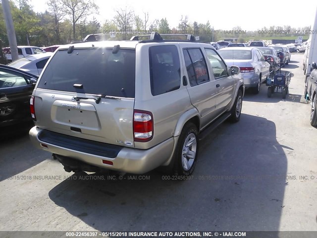 JN8DR09YX2W714755 - 2002 NISSAN PATHFINDER LE/SE GOLD photo 4