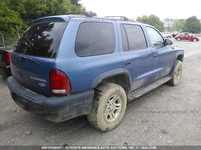 1D4HS38NX3F510617 - 2003 DODGE DURANGO SPORT BLUE photo 4