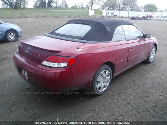 2T1FF22P81C431319 - 2001 TOYOTA CAMRY SOLARA SE/SLE RED photo 4