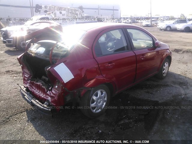 KL1TD5DE6BB184587 - 2011 CHEVROLET AVEO LS/LT RED photo 4