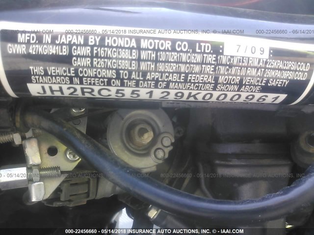 JH2RC55129K000961 - 2009 HONDA NSA700 A MAROON photo 10