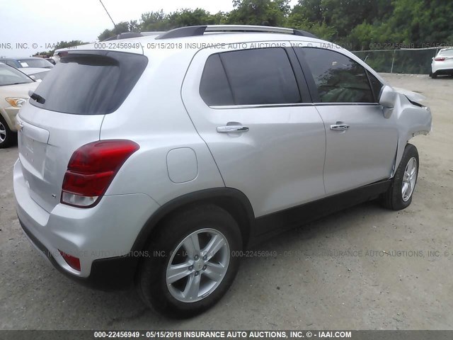 KL7CJLSB0HB149404 - 2017 CHEVROLET TRAX 1LT SILVER photo 4