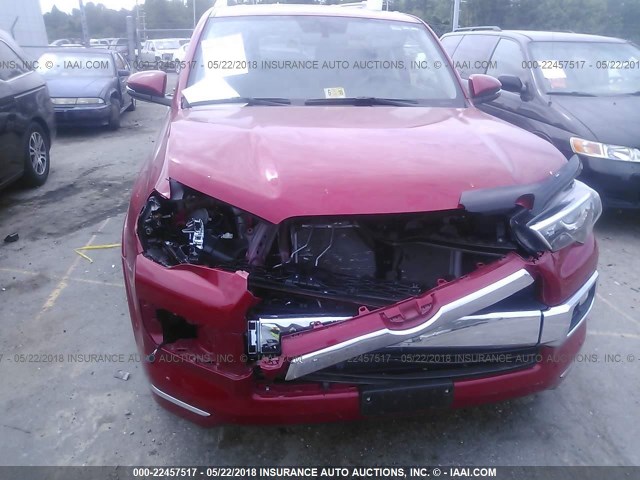 JTEBU5JR4H5452938 - 2017 TOYOTA 4RUNNER SR5 PREM/LTDL/TRAIL/TRD Czerwony zdjęcie 6