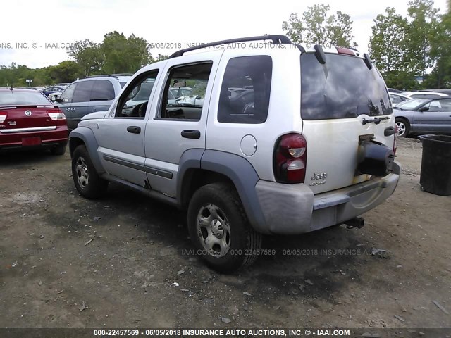 1J4GL48KX6W152614 - 2006 JEEP LIBERTY SPORT SILVER photo 3