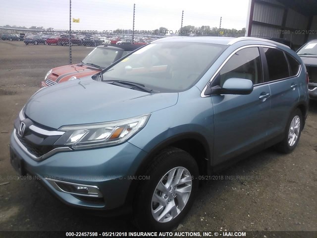 2HKRM4H76GH609949 - 2016 HONDA CR-V EXL Light Blue photo 2