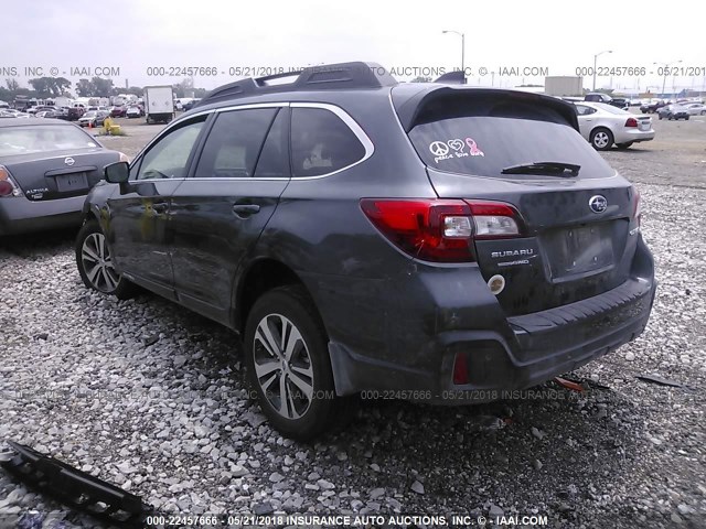 4S4BSANC1J3303019 - 2018 SUBARU OUTBACK 2.5I LIMITED GRAY photo 3