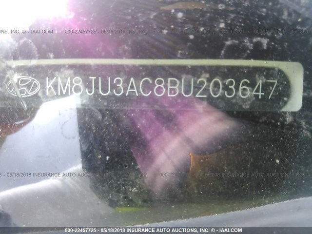 KM8JU3AC8BU203647 - 2011 HYUNDAI TUCSON GLS/LIMITED თეთრი ფოტო 9