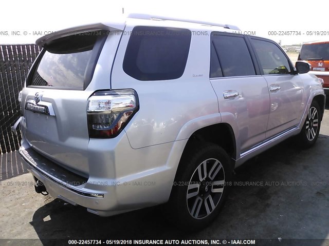 JTEBU5JR0G5286058 - 2016 TOYOTA 4RUNNER SR5 PREM/LTDL/TRAIL/TRD SILVER photo 4