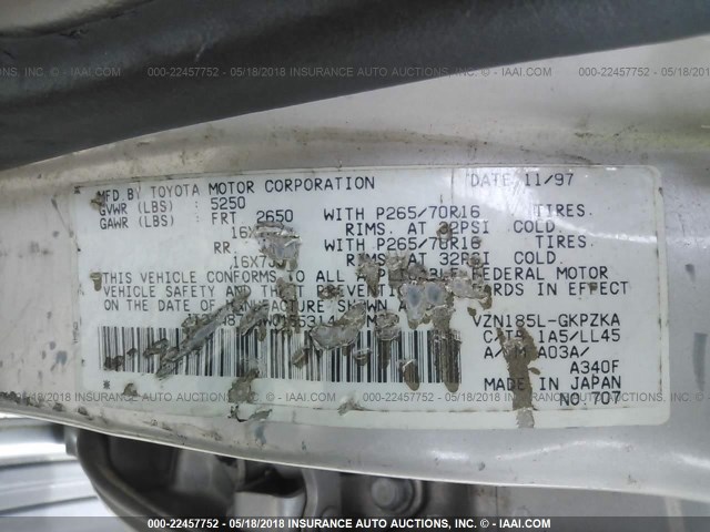 JT3HN87R0W0155314 - 1998 TOYOTA 4RUNNER LIMITED SILVER photo 9