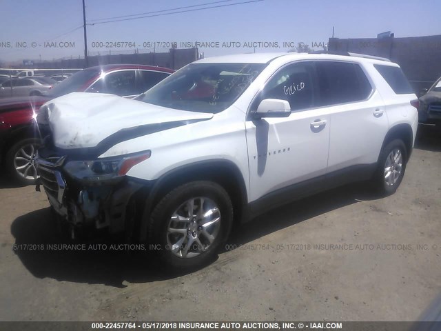 1GNERGKW2JJ205280 - 2018 CHEVROLET TRAVERSE LT WHITE photo 2