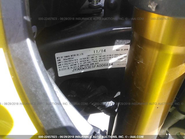 JYARN33E5FA006814 - 2015 YAMAHA FZ09 YELLOW photo 10