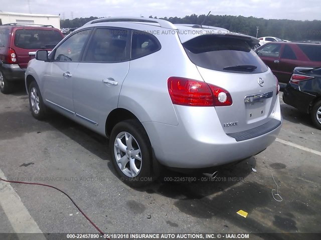 JN8AS5MT4BW189255 - 2011 NISSAN ROGUE S/SV/KROM SILVER photo 3