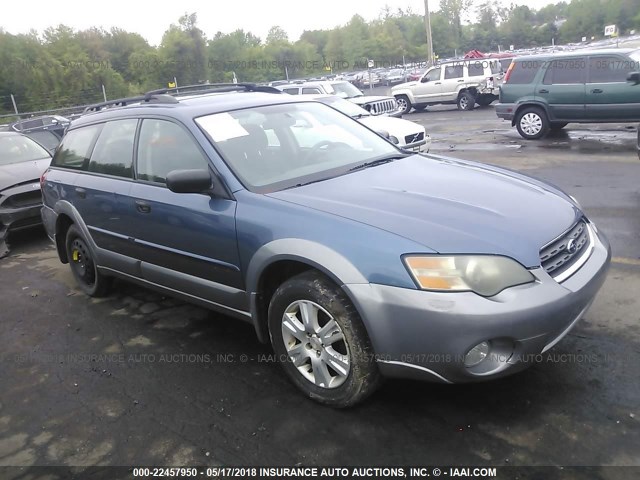 4S4BP61CX57331405 - 2005 SUBARU LEGACY OUTBACK 2.5I BLUE photo 1