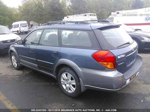 4S4BP61CX57331405 - 2005 SUBARU LEGACY OUTBACK 2.5I BLUE photo 3