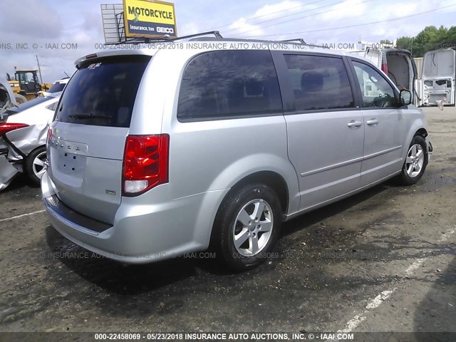 2C4RDGCGXCR365471 - 2012 DODGE GRAND CARAVAN SXT SILVER photo 4