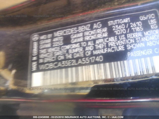 WDBCA35E2LA551740 - 1990 MERCEDES-BENZ 420 SEL Սև լուսանկար 9