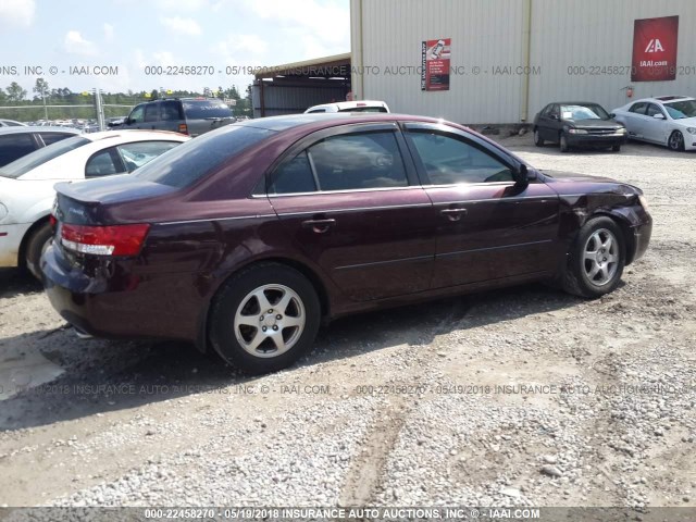 5NPEU46FX6H113950 - 2006 HYUNDAI SONATA GLS/LX MAROON photo 4