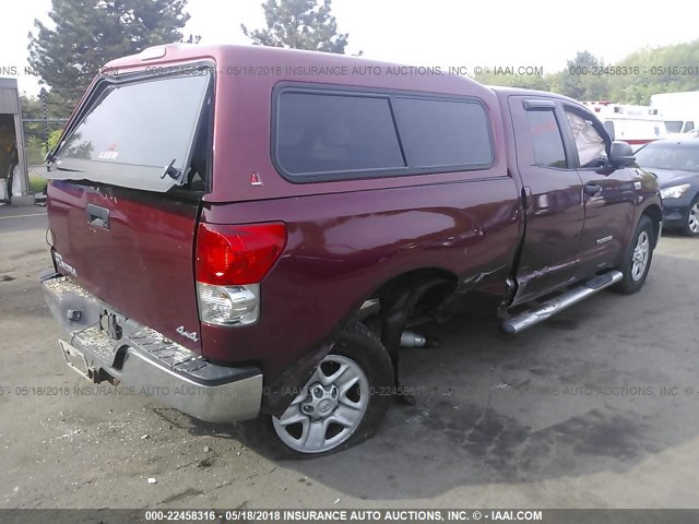 5TBBV54158S507598 - 2008 TOYOTA TUNDRA DOUBLE CAB/DOUBLE CAB SR5 RED photo 4