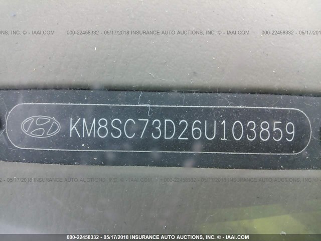 KM8SC73D26U103859 - 2006 HYUNDAI SANTA FE GLS/LIMITED GREEN photo 9