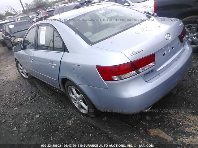 5NPEU46F17H205949 - 2007 HYUNDAI SONATA SE/LIMITED Light Blue photo 3