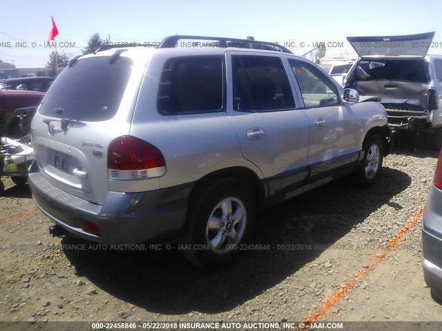 KM8SC13E65U962327 - 2005 HYUNDAI SANTA FE GLS/LX SILVER photo 4