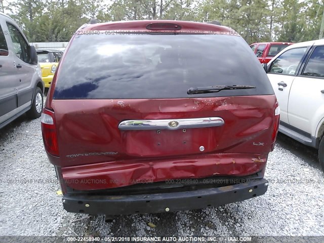 1A4GP44R86B568613 - 2006 CHRYSLER TOWN & COUNTRY LX RED photo 6