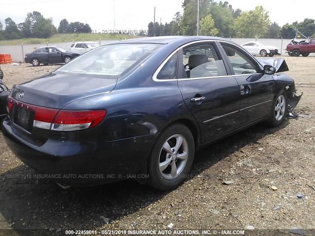 KMHFC46F16A075650 - 2006 HYUNDAI AZERA SE/LIMITED BLUE photo 4