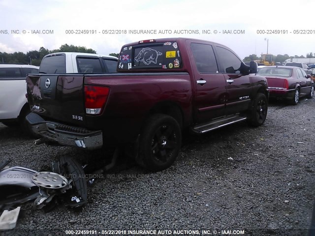 1N6BA07BX5N530397 - 2005 NISSAN TITAN XE/SE/LE BURGUNDY photo 4