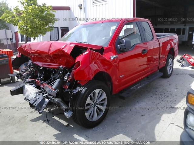 1FTEX1CP7HKD58230 - 2017 FORD F150 SUPER CAB RED photo 2