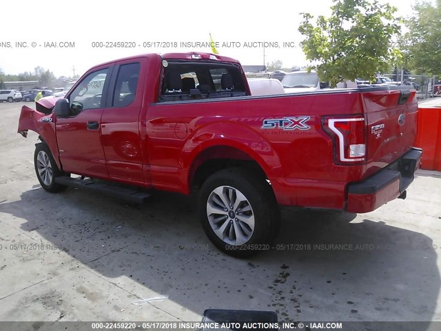 1FTEX1CP7HKD58230 - 2017 FORD F150 SUPER CAB RED photo 3