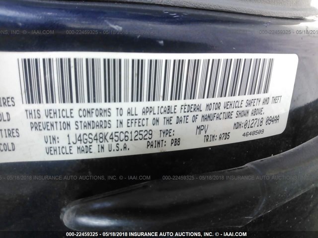 1J4GS48K45C612529 - 2005 JEEP GRAND CHEROKEE LAREDO/COLUMBIA/FREEDOM 蓝色 照片 9