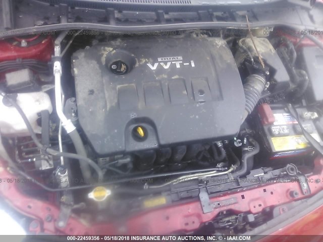 JTDBL40E99J033721 - 2009 TOYOTA COROLLA LE/XLE RED photo 10
