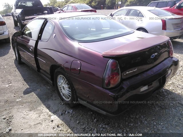 2G1WW12E4Y9260497 - 2000 CHEVROLET MONTE CARLO LS MAROON photo 3