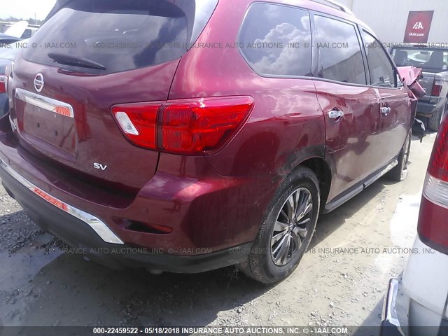 5N1DR2MN5HC664552 - 2017 NISSAN PATHFINDER S/SV/SL/PLATINUM MAROON photo 4