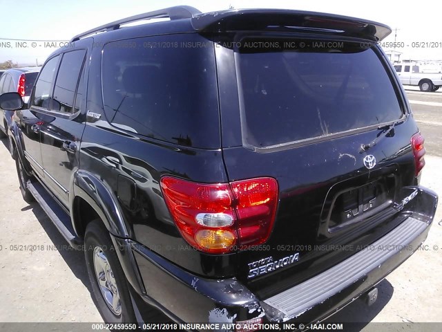 5TDBT48A12S118496 - 2002 TOYOTA SEQUOIA LIMITED BLACK photo 3