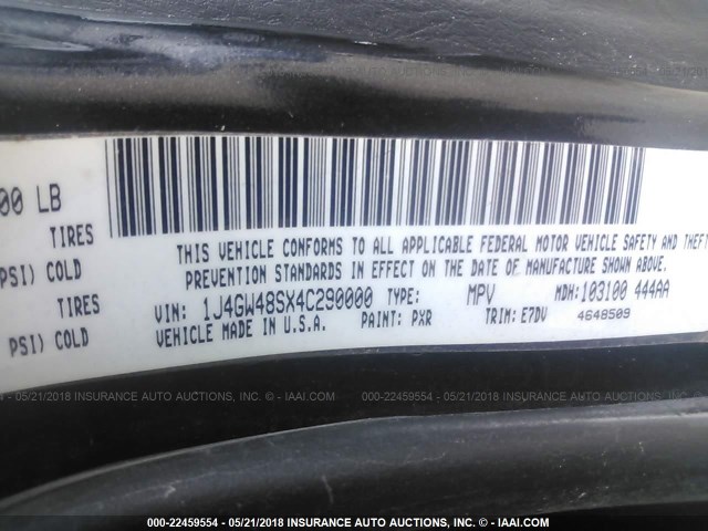 1J4GW48SX4C290000 - 2004 JEEP GRAND CHEROKEE LAREDO/COLUMBIA/FREEDOM 黑色 照片 9