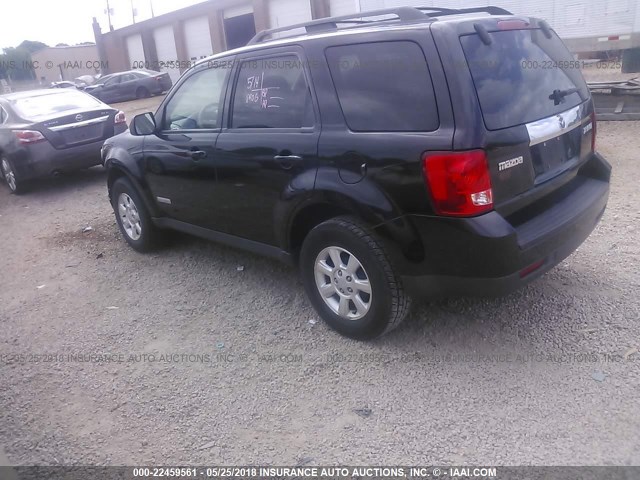 4F2CZ02Z18KM24589 - 2008 MAZDA TRIBUTE I BLACK photo 3