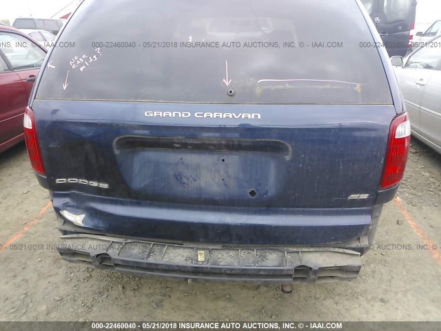 1B4GP24372B668246 - 2002 DODGE GRAND CARAVAN SE BLUE photo 6