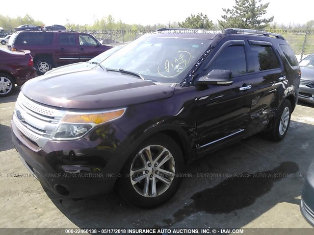 1FMHK8D83CGB02962 - 2012 FORD EXPLORER XLT MAROON photo 2