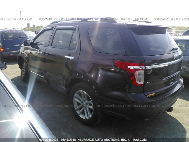 1FMHK8D83CGB02962 - 2012 FORD EXPLORER XLT MAROON photo 3