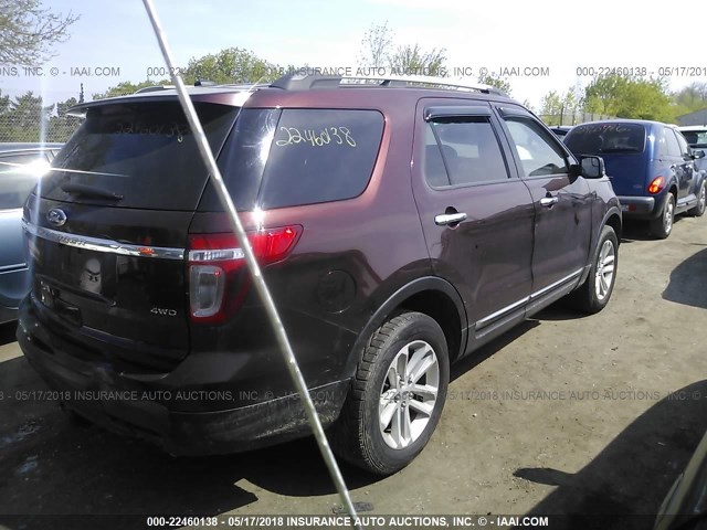 1FMHK8D83CGB02962 - 2012 FORD EXPLORER XLT MAROON photo 4