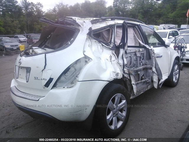 JN8AZ08W06W505808 - 2006 NISSAN MURANO SL/SE/S WHITE photo 4