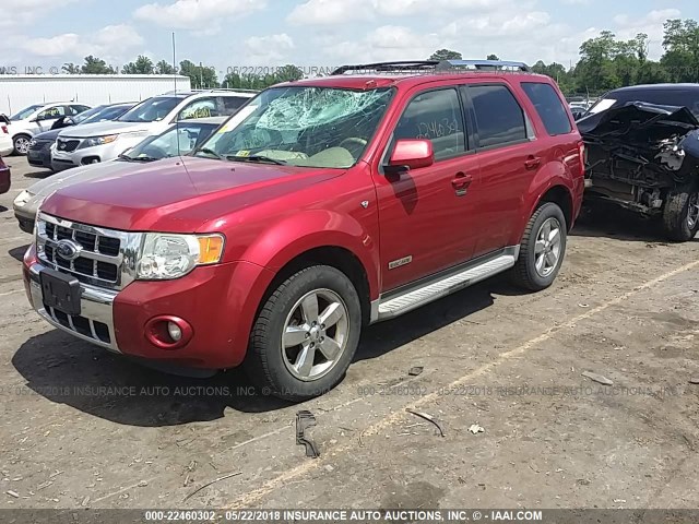 1FMCU04198KE22090 - 2008 FORD ESCAPE LIMITED BURGUNDY photo 2